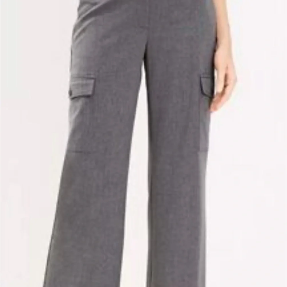 LOFT Charcoal Wide-Leg Pants - Picture 2 of 2